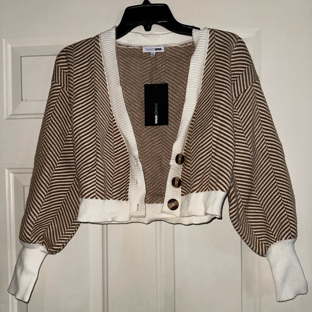 Fashion Nova Madison Stripe Cropped Cardigan